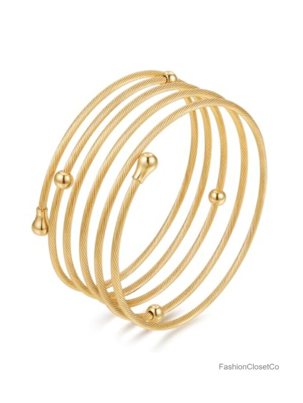 18K Gold Plated Multi Layer Wire Cuff Bracelet Adjustable Twisted Cable Open